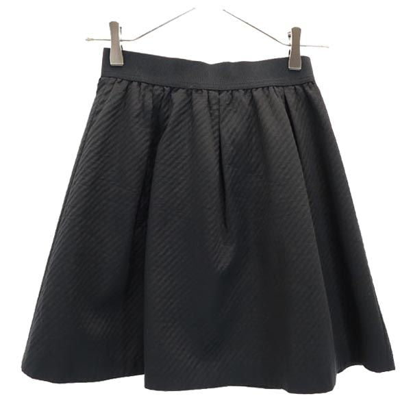 BURBERRY BLUE LABEL バーバリーブルーレーベル 日本製 三陽商会 ミニ丈 ギャザースカート 36 ブラック系 バックジップ レディース