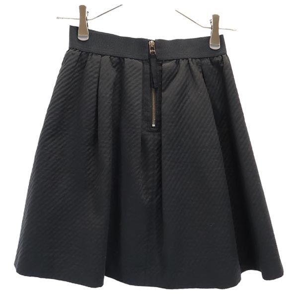 BURBERRY BLUE LABEL バーバリーブルーレーベル 日本製 三陽商会 ミニ丈 ギャザースカート 36 ブラック系 バックジップ レディース