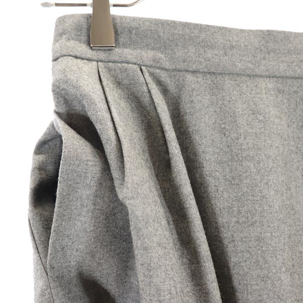 YVES SAINT LAURENT イヴサンローラン 日本製 ウール ミディ丈 スカート 36 グレー レディース