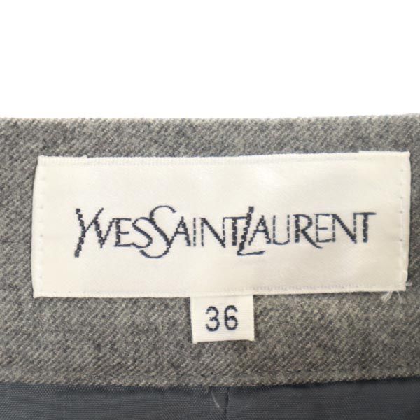 YVES SAINT LAURENT イヴサンローラン 日本製 ウール ミディ丈 スカート 36 グレー レディース