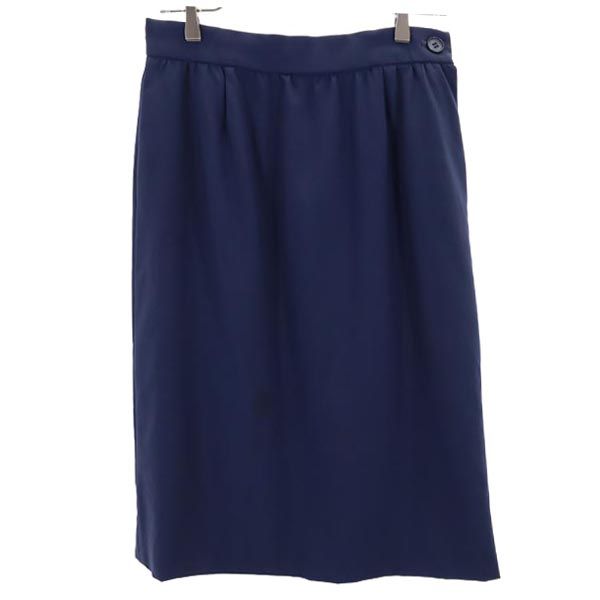 YVES SAINT LAURENT イヴサンローラン ウール ミディ丈 タイトスカート M ネイビー レディース