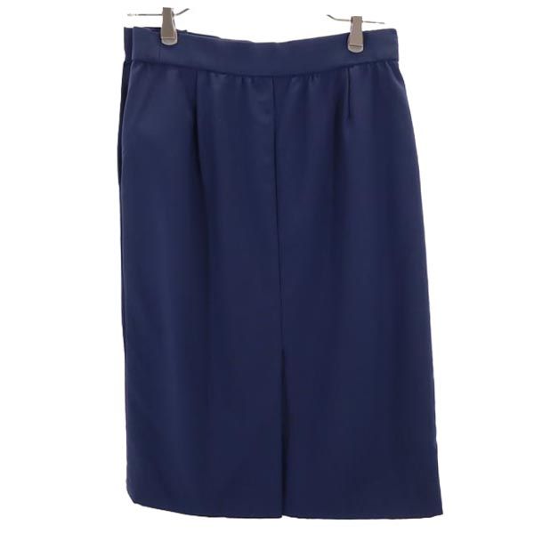 YVES SAINT LAURENT イヴサンローラン ウール ミディ丈 タイトスカート M ネイビー レディース