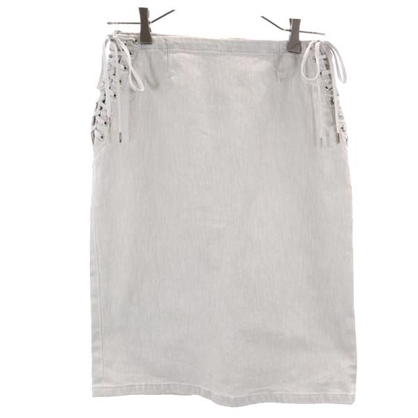 EPOCA エポカ ミディ丈 レースアップ デニムスカート 38 グレー レディース
