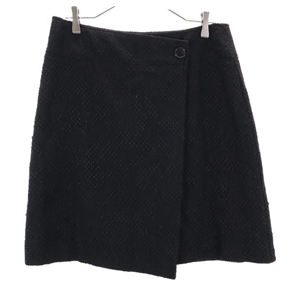 MAX&CO マックスアンドコー ウールブレンド ミニ丈 ラップスカート 42 黒 レディース