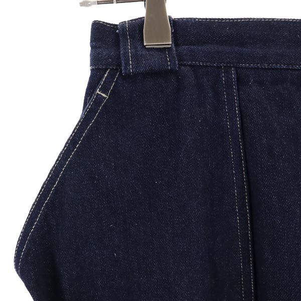 furfur ファーファー ロング丈 デニムスカート F デニム地×黒 切替 レディース