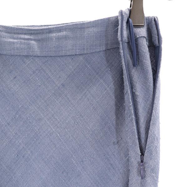 プラダ イタリア製 シルク ミディ丈 フレアスカート 38 水色 PRADA レディース