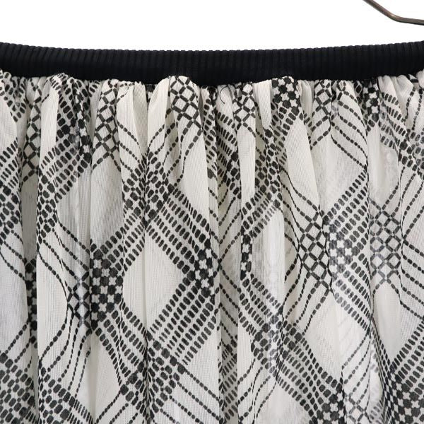 Y's ワイズ 日本製 総柄 ミモレ丈 ギャザー フレアスカート 3 ホワイト系 レディース