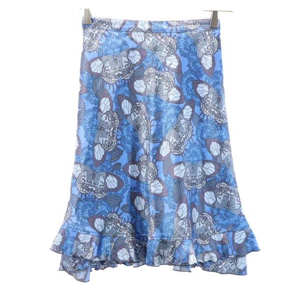 HYSTERIC GLAMOUR ヒステリックグラマー 総柄 ミニ丈 フレアスカート S ブルー レディース