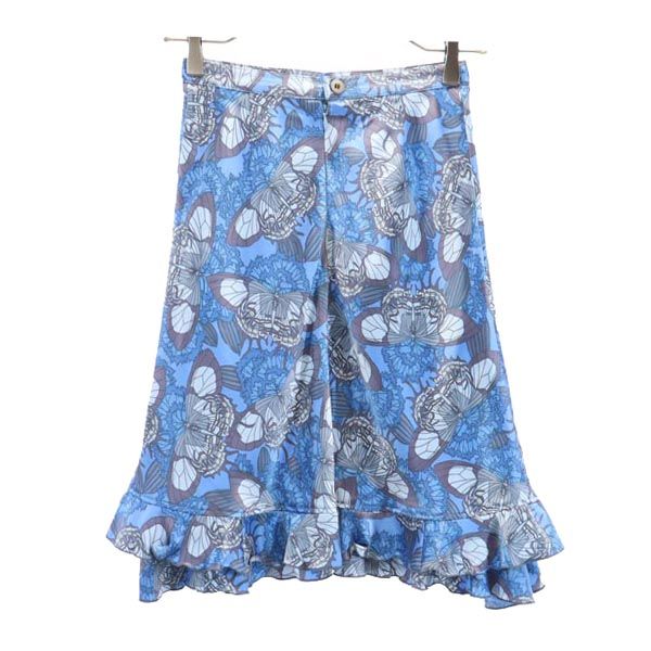 HYSTERIC GLAMOUR ヒステリックグラマー 総柄 ミニ丈 フレアスカート S ブルー レディース