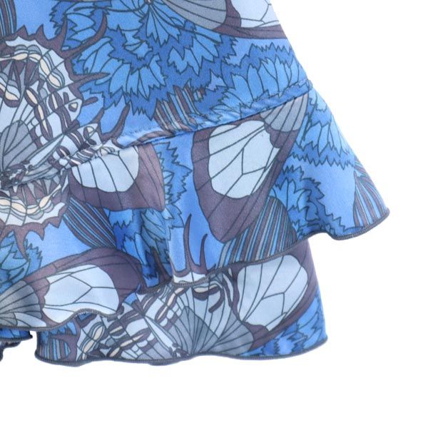 HYSTERIC GLAMOUR ヒステリックグラマー 総柄 ミニ丈 フレアスカート S ブルー レディース