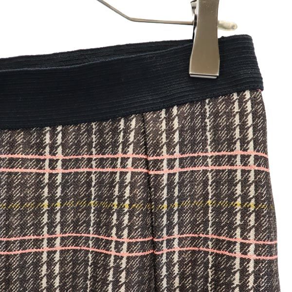 MARNI マルニ チェック ミニ丈 デザイン スカート 42 ブラウン系 サイドジップ レディース