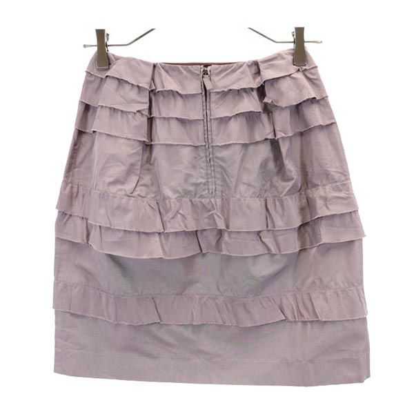 MIUMIU ミュウミュウ イタリア製 ミニ丈 段々 フリルスカート 38 パープル系 バックジップ レディース
