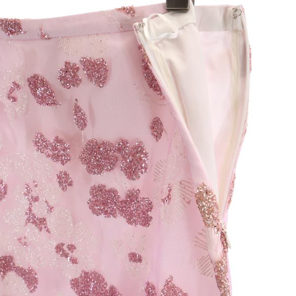 未使用 N°21 ヌメロ ヴェントゥーノ イタリア製 ミディ丈 スパンコール レース タイトスカート 38 ピンク レディース