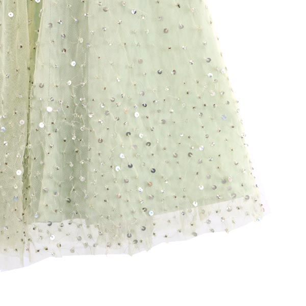 ESSENTIEL エッセンシャル ミニ丈 チュール フレアスカート 38 グリーン系 サイドジップ レディース