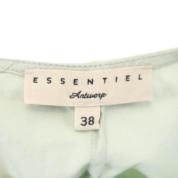 ESSENTIEL エッセンシャル ミニ丈 チュール フレアスカート 38 グリーン系 サイドジップ レディース