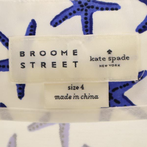 Kate Spade ケイトスペード 総柄 ミニ丈 ギャザースカート 4 ホワイト系 バックジップ レディース