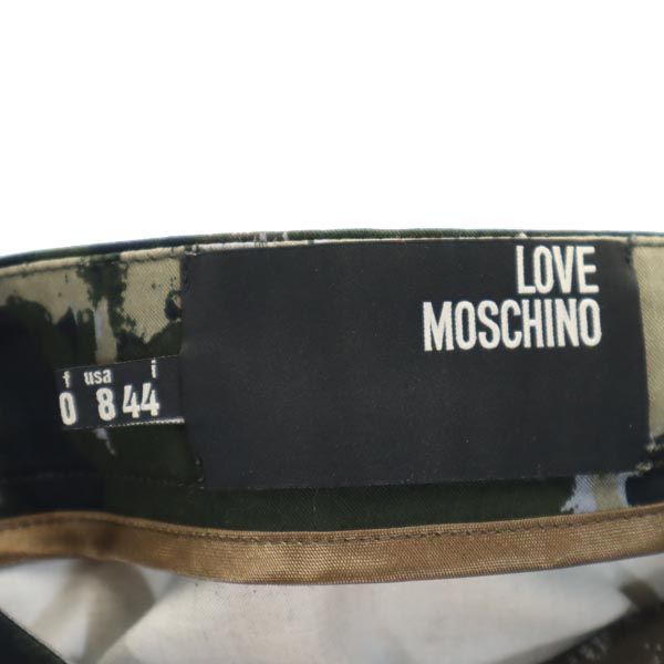 LOVEMOSCHINO ラブモスキーノ イタリア製 総柄 ミニスカート 8 カーキ系 レディース