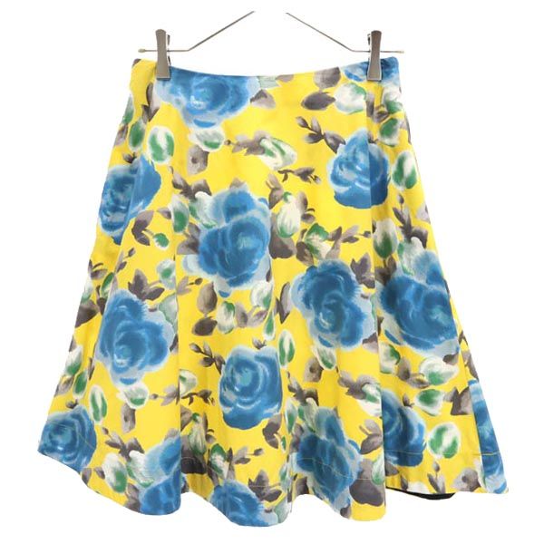 MARC BY MARC JACOBS マークバイマークジェイコブス 総柄 ミニ丈 フレアスカート 2 イエロー×青系 レディース