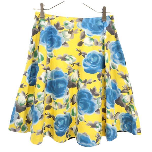 MARC BY MARC JACOBS マークバイマークジェイコブス 総柄 ミニ丈 フレアスカート 2 イエロー×青系 レディース