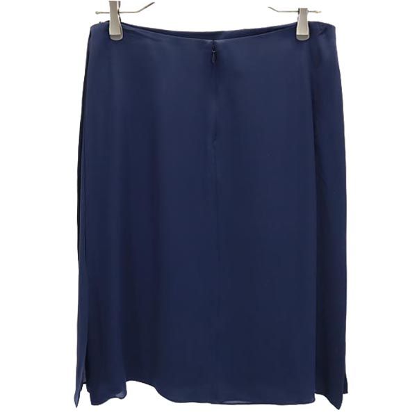 Chloe クロエ ミディ丈 シルク100％ スカート 36 ネイビー レディース