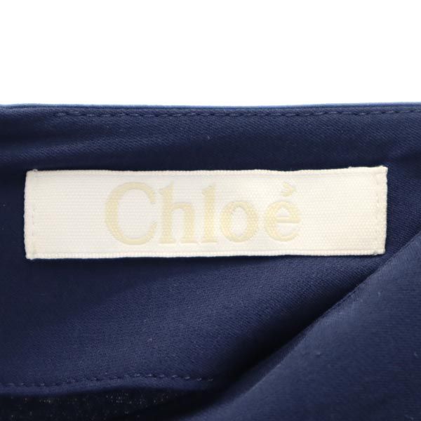 Chloe クロエ ミディ丈 シルク100％ スカート 36 ネイビー レディース