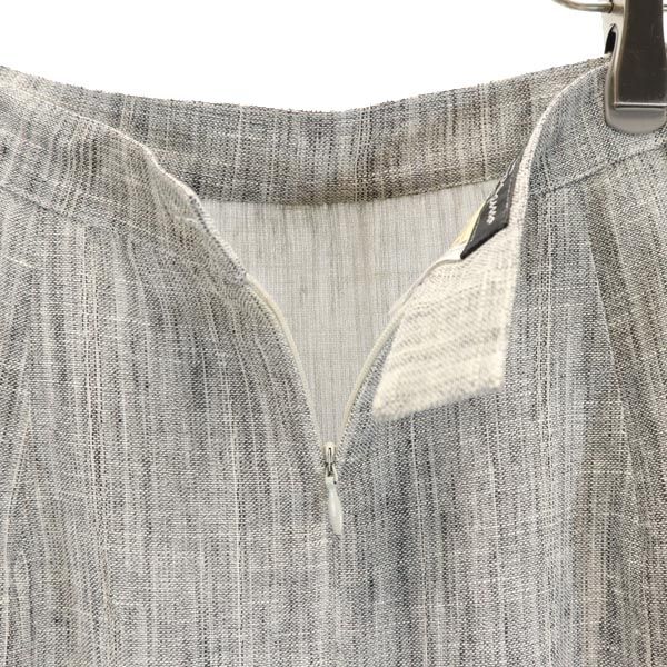 Salvatore Ferragamo サルヴァトーレフェラガモ イタリア製 ミディ丈 リネンブレンド スカート 6 グレー レディース