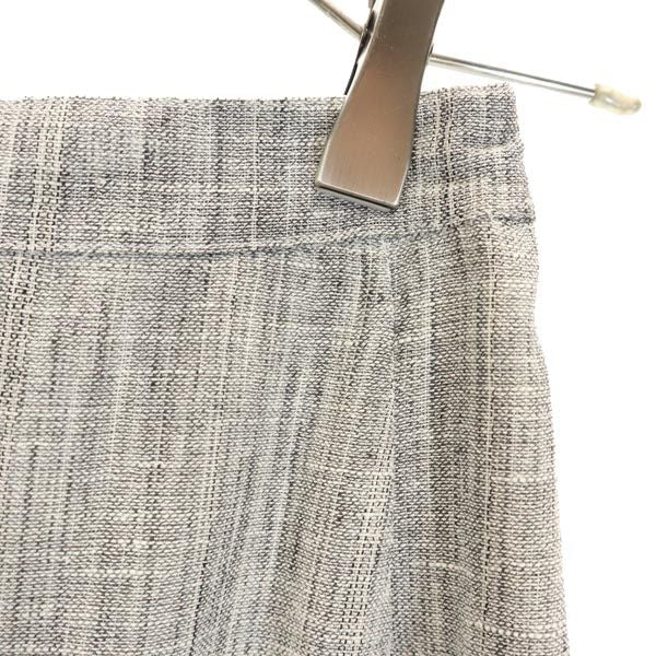 Salvatore Ferragamo サルヴァトーレフェラガモ イタリア製 ミディ丈 リネンブレンド スカート 6 グレー レディース