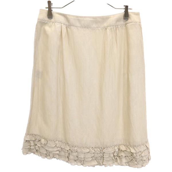 バーバリー 三陽商会 ミディ丈 リネンブレンド 台形 スカート 46 ベージュ系 BURBERRY レディース