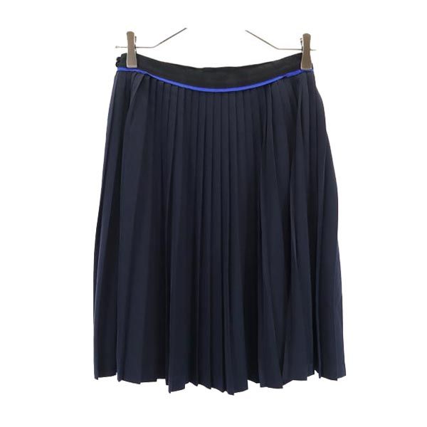 Paul Smith BLACK ポールスミスブラック 日本製 ミニ丈 プリーツスカート 38 ネイビー系 サイドジップ レディース