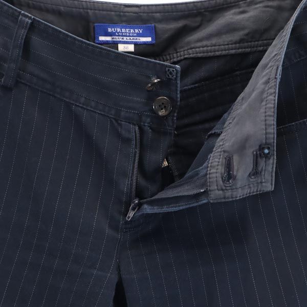 BURBERRY BLUE LABEL バーバリーブルーレーベル 三陽商会 ストライプ ショートパンツ 38 ネイビー レディース