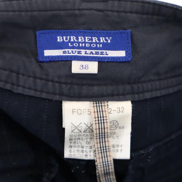 BURBERRY BLUE LABEL バーバリーブルーレーベル 三陽商会 ストライプ ショートパンツ 38 ネイビー レディース