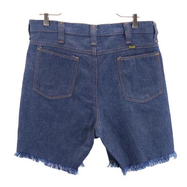 Wrangler ラングラー 90s オールド USA製 ジャージショートパンツ w34 青系 フリンジ カットオフ デニム調 メンズ