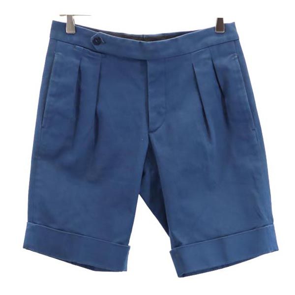 Salvatore Piccolo サルヴァトーレピッコロ イタリア製 ストレッチ ショートパンツ 44 青 NAPOLI ボタンフライ メンズ