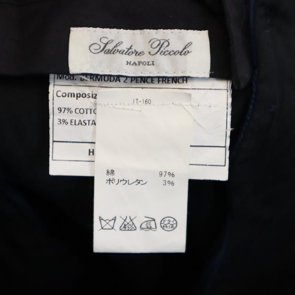 Salvatore Piccolo サルヴァトーレピッコロ イタリア製 ストレッチ ショートパンツ 44 青 NAPOLI ボタンフライ メンズ