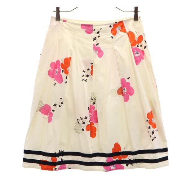 MAX MARA マックスマーラ 花柄 ミディ丈 スカート 38 アイボリー系 レディース