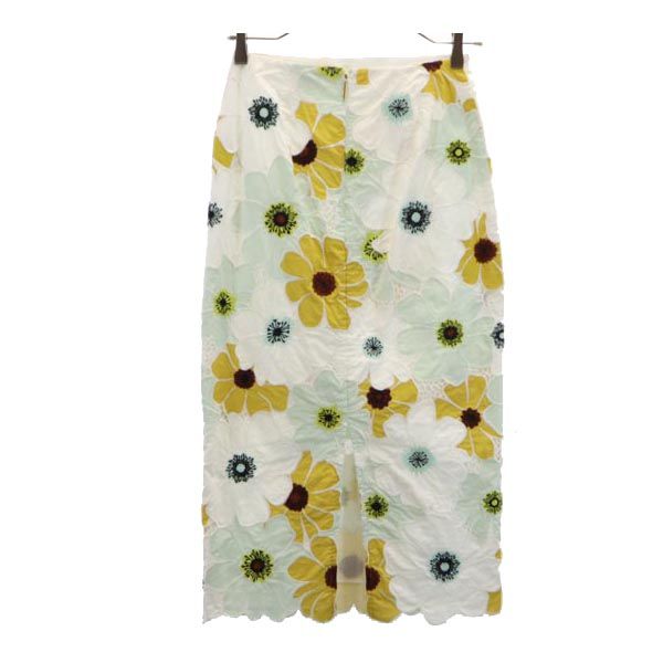 ケイトスペード 花柄 ミモレ丈 タイトスカート 0 ホワイト系 Kate Spade レディース