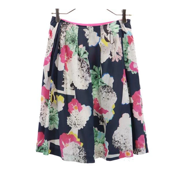 Paul Smith ポールスミス 花柄 ミディ丈 フレアスカート 38 ネイビー系 レディース