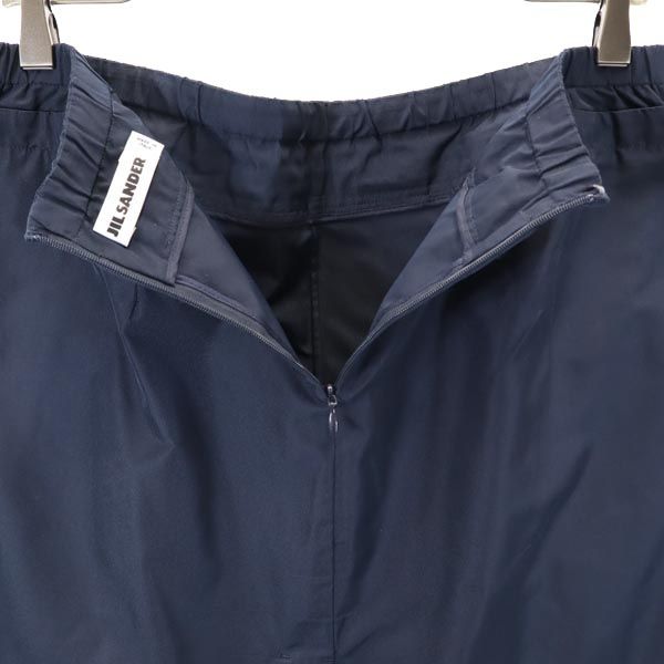 JIL SANDER ジルサンダー イタリア製 ミディ丈 シルクブレンド スカート 40 ネイビー レディース