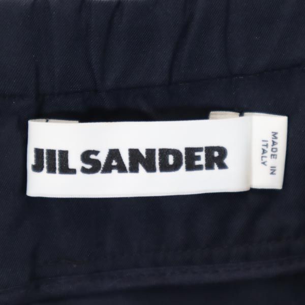 ジルサンダー イタリア製 ミディ丈 シルクブレンド スカート 40 ネイビー JIL SANDER レディース