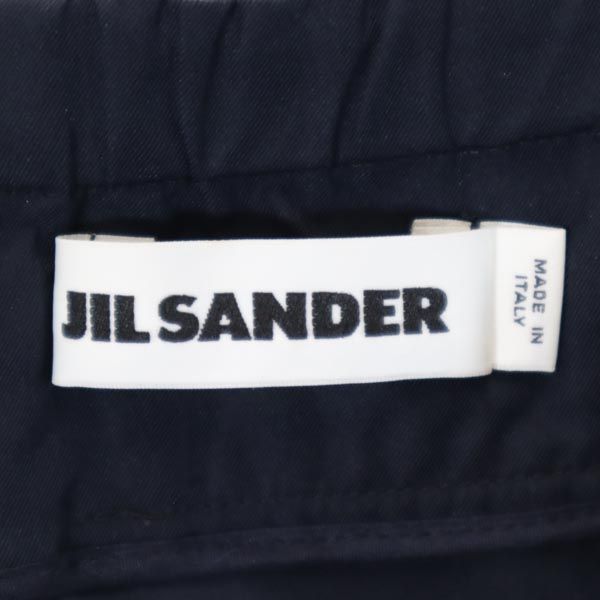 JIL SANDER ジルサンダー イタリア製 ミディ丈 シルクブレンド スカート 40 ネイビー レディース
