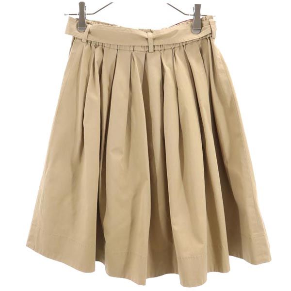 BLUE LABEL CRESTBRIDGE ブルーレーベルクレストブリッジ 三陽商会 ミニ丈 ギャザースカート 36 ブラウン系 ウエストリボン レディース