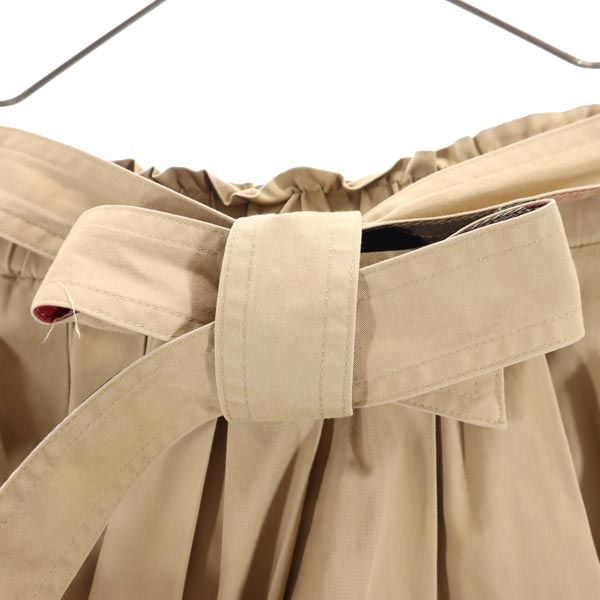 BLUE LABEL CRESTBRIDGE ブルーレーベルクレストブリッジ 三陽商会 ミニ丈 ギャザースカート 36 ブラウン系 ウエストリボン レディース