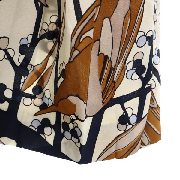 MARC BY MARC JACOBS マークバイマークジェイコブス 総柄 ミニ丈 シルク プリーツスカート 2 ブラウン系 サイドジップ レディース