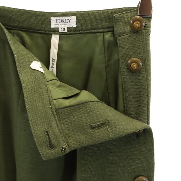 FOXEY フォクシー 日本製 ウール100％ ショートパンツ 40 カーキ レディース