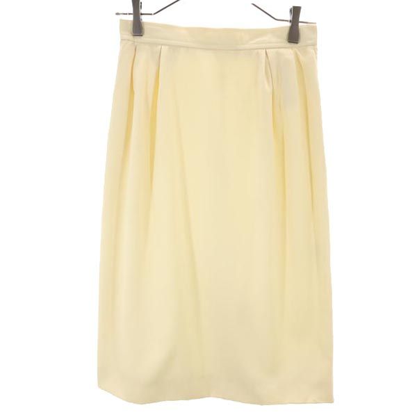 YVES SAINT LAURENT イヴサンローラン ウール100％ ミディ丈 タイトスカート L ベージュ サイドジップ レディース