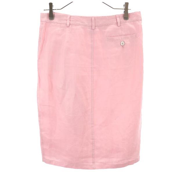 SPORTMAX スポーツマックス イタリア製 リネン ミディ丈 アシンメトリー スカート 42 ピンク アシメ レディース