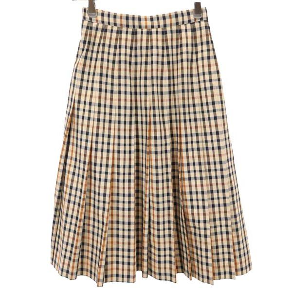 ダックス チェック ミディ丈 プリーツスカート ベージュ系 DAKS レディース