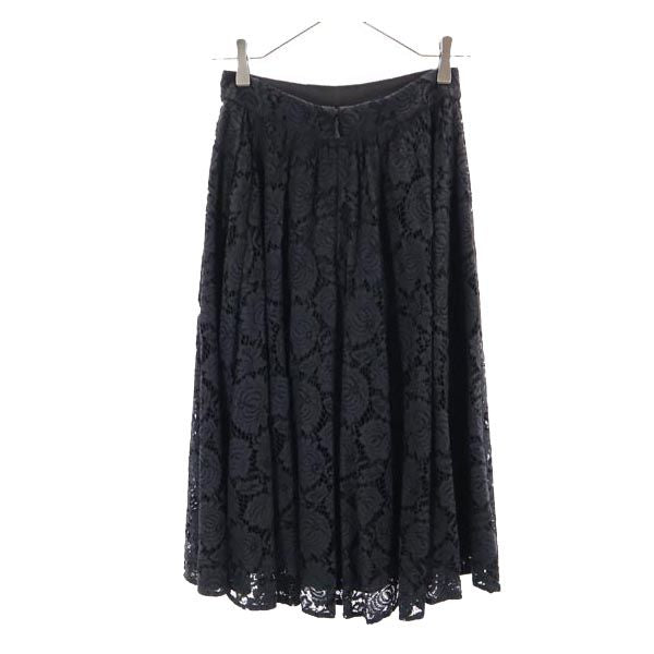 Kate Spade ケイトスペード 総刺繍 ミディ丈 フレアスカート 0 黒 レディース