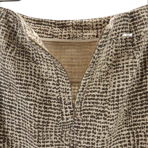 S Max Mara エスマックスマーラ 総柄 リネン ミニ丈 スカート 40 ブラウン系 バックジップ レディース