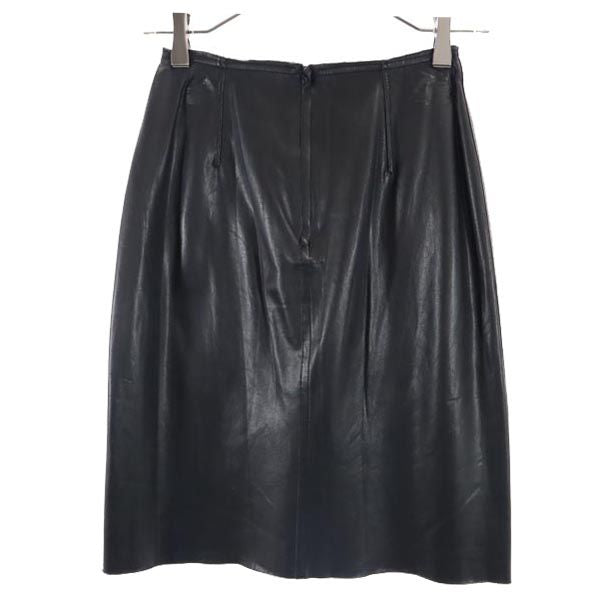FOXEY NEW YORK フォクシーニューヨーク ミニ丈 フェイクレザー スカート 38 ブラック系 バックジップ レディース